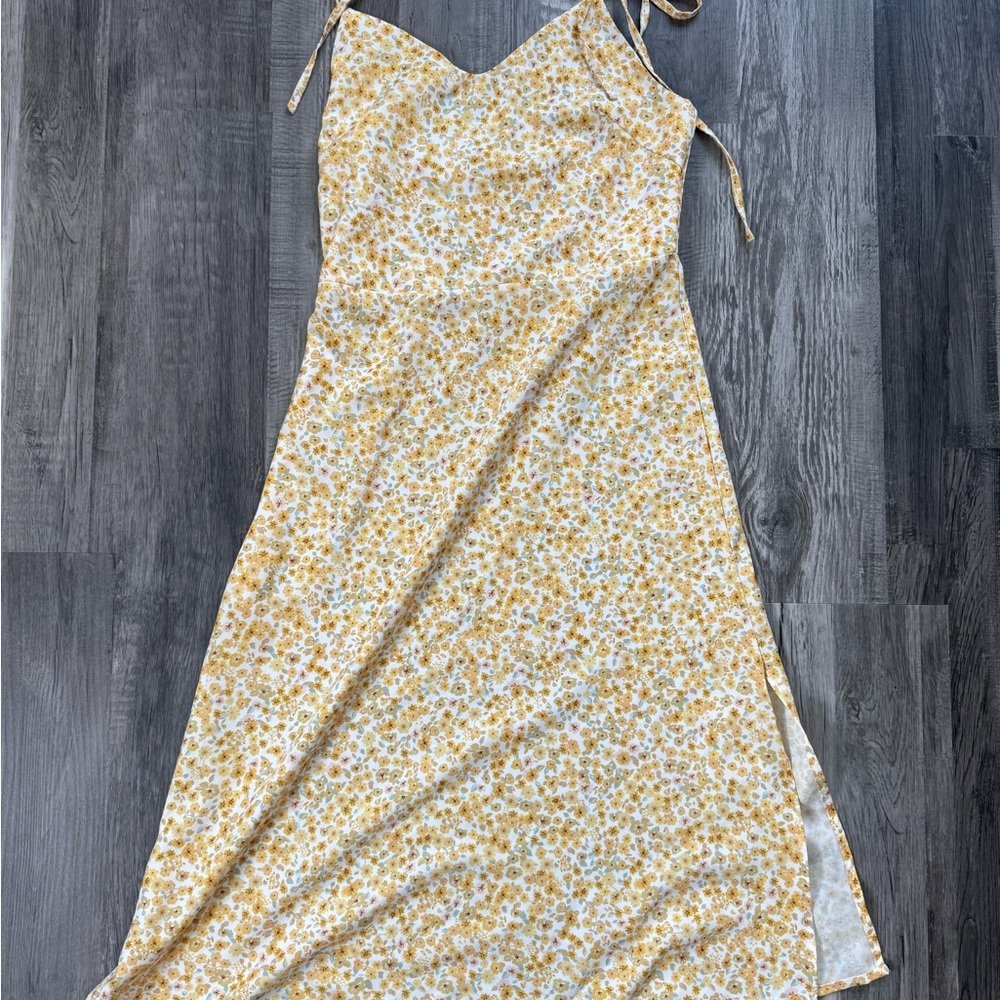 Cream and Yellow Spaghetti Strap Sundress